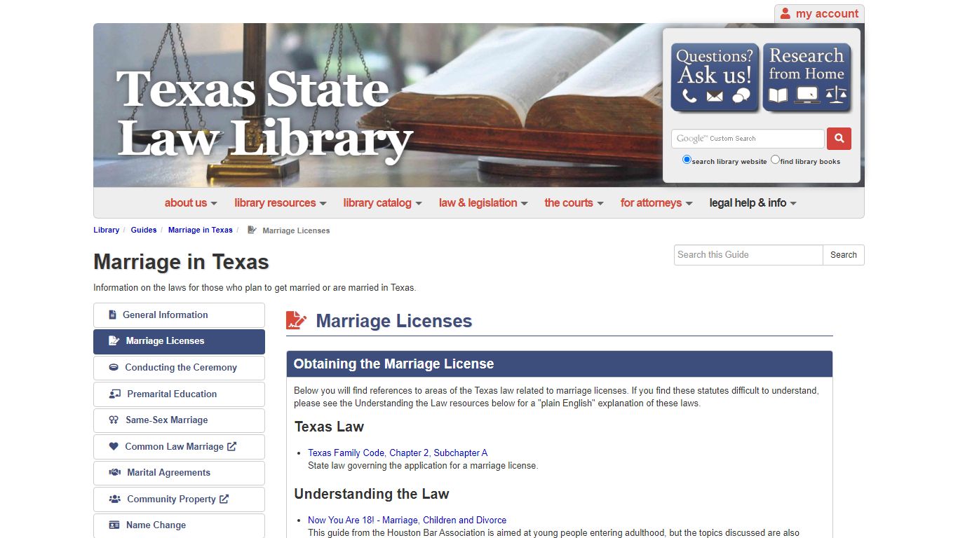Marriage Licenses - Marriage in Texas - Guides at Texas State Law Library